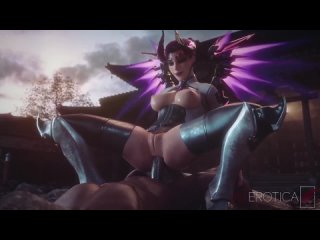 3d pono overwatch mercy rides a dick and moans passionately
